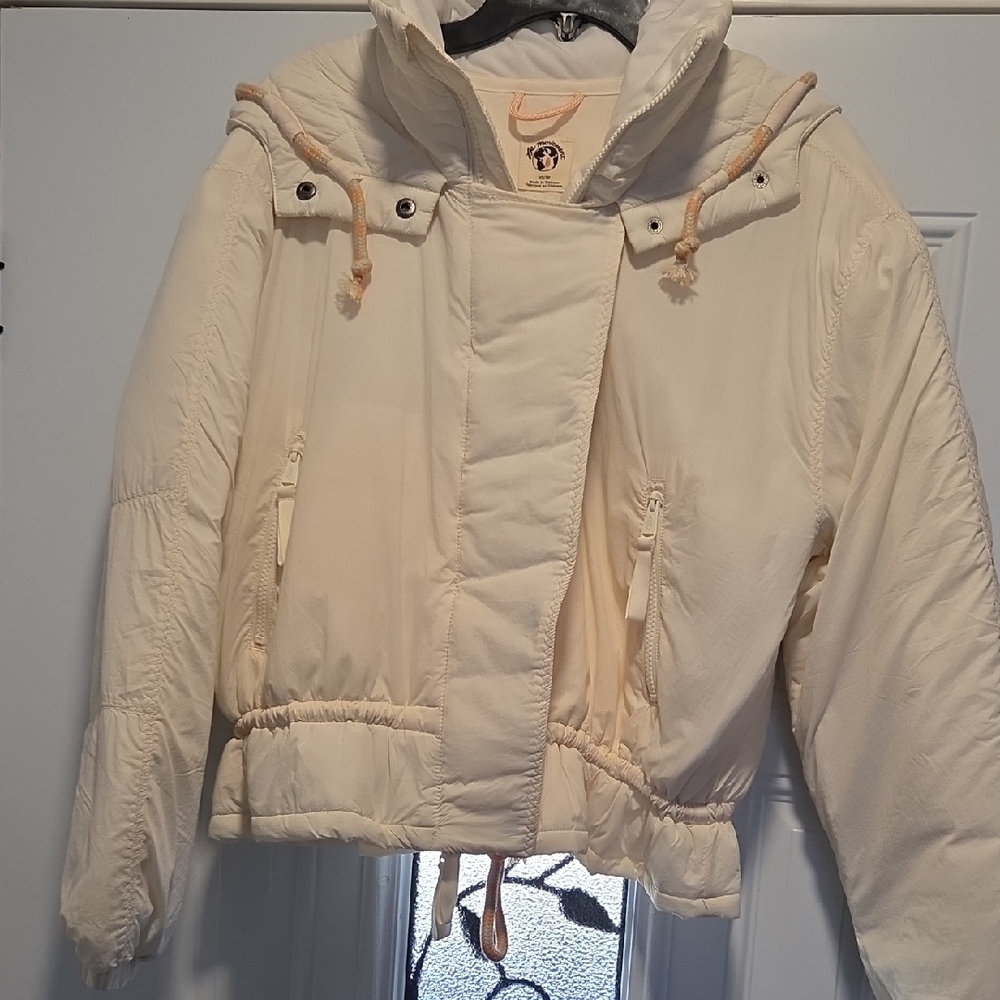 FP Movement by Free People Cream Hooded Puffer Jacket